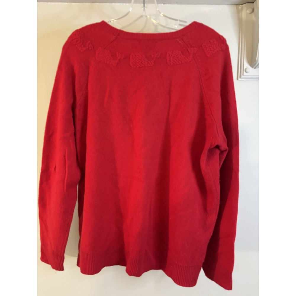 VINEYARD VINES Red Wool‎ Cashmere Whale Sweater XL Preppy Holiday - Picture 3 of 4